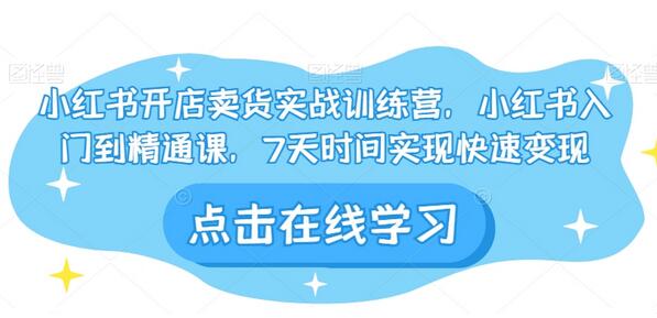 小红书开店卖货实战训练营，小红书入门到精通课，7天时间实现快速变现-七哥资源网 - 全网最全创业项目资源