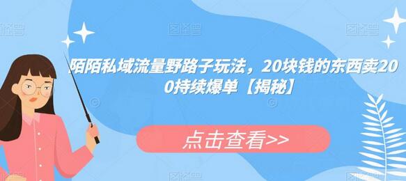陌陌私域流量野路子玩法，20块钱的东西卖200持续爆单-七哥资源网 - 全网最全创业项目资源