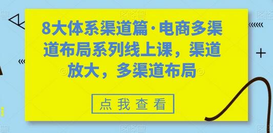 8大体系渠道篇·电商多渠道布局系列线上课，渠道放大，多渠道布局-七哥资源网 - 全网最全创业项目资源