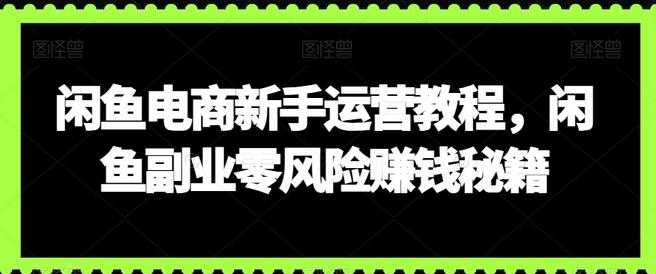 闲鱼电商新手运营教程，闲鱼副业零风险赚钱秘籍-七哥资源网 - 全网最全创业项目资源