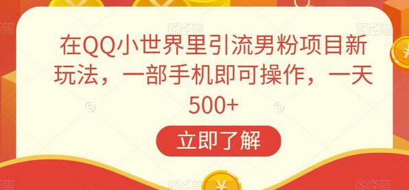 在QQ小世界里引流男粉项目新玩法，一部手机即可操作，一天500+-七哥资源网 - 全网最全创业项目资源