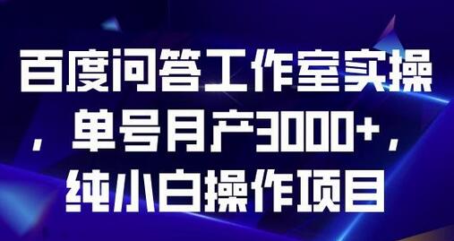 百度问答工作室实操，单号月产3000+，纯小白操作项目-七哥资源网 - 全网最全创业项目资源