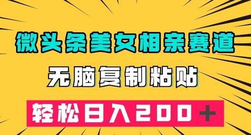 微头条冷门美女相亲赛道，无脑复制粘贴，轻松日入200＋-七哥资源网 - 全网最全创业项目资源