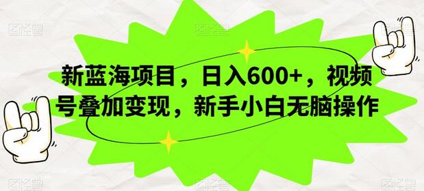 新蓝海项目，日入600+，视频号叠加变现，新手小白无脑操作-七哥资源网 - 全网最全创业项目资源
