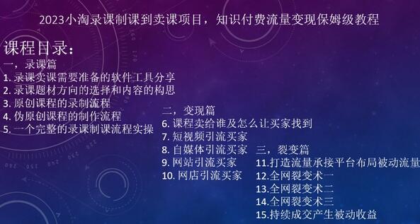 2023小淘录课制课到卖课项目，知识付费流量变现保姆级教程-七哥资源网 - 全网最全创业项目资源