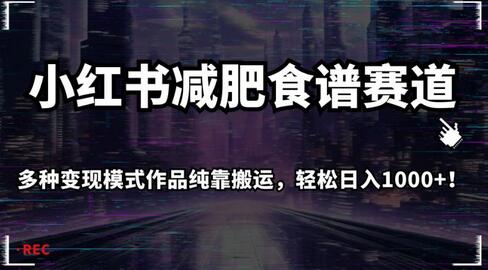 小红书减肥食谱赛道，多种变现模式作品纯靠搬运，轻松日入1000+-七哥资源网 - 全网最全创业项目资源