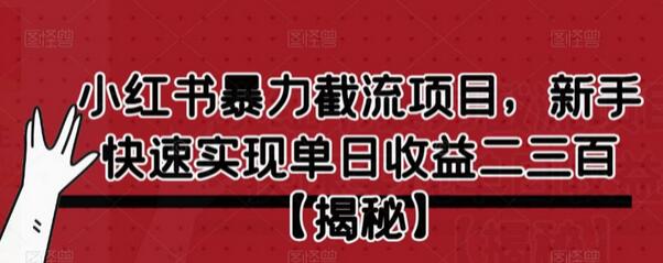 小红书暴力截流项目，新手快速实现单日收益二三百-七哥资源网 - 全网最全创业项目资源