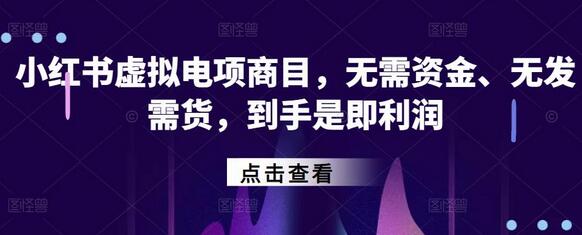 小红书‬虚拟电项商‬目，无需资金、无发需‬货，到手是即‬利润-七哥资源网 - 全网最全创业项目资源