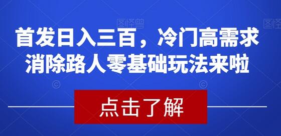首发日入三百，冷门高需求消除路人零基础玩法来啦-七哥资源网 - 全网最全创业项目资源