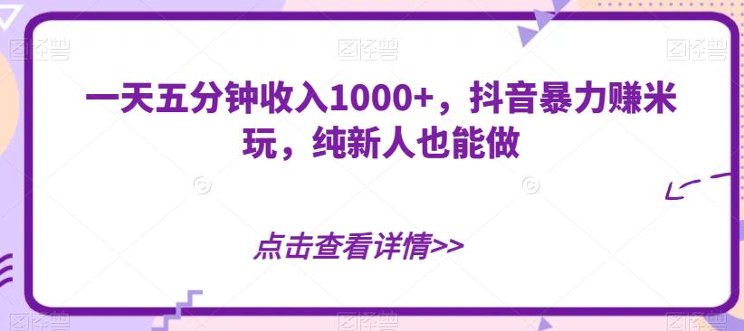 一天五分钟收入1000+，抖音暴力赚米玩，纯新人也能做-七哥资源网 - 全网最全创业项目资源