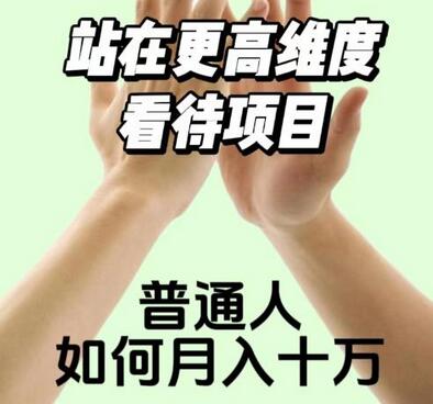 2023最火项目：站在更高维度看待项目，普通人如何月入十万-七哥资源网 - 全网最全创业项目资源