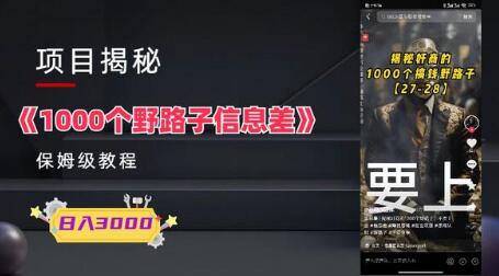 1000个野路子信息差保姆式教程-单日变现3000+的玩法解密-七哥资源网 - 全网最全创业项目资源