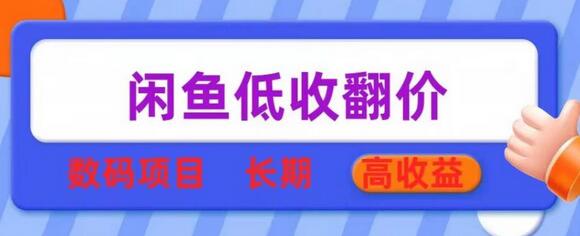 闲鱼低收翻价数码暴利项目，长期高收益-七哥资源网 - 全网最全创业项目资源