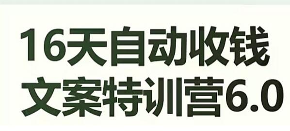 16天自动收钱文案特训营6.0，学会儿每天自动咔咔收钱-七哥资源网 - 全网最全创业项目资源