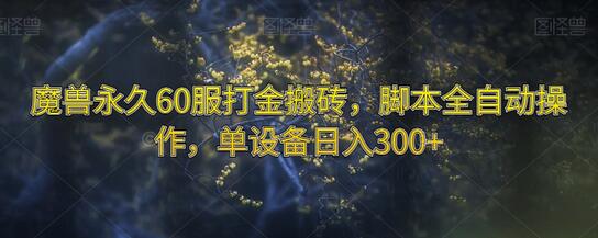 魔兽永久60服打金搬砖，脚本全自动操作，单设备日入300+-七哥资源网 - 全网最全创业项目资源