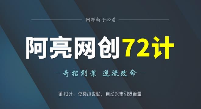 阿亮网创72计第49计：免费小说站，自动采集引爆流量-七哥资源网 - 全网最全创业项目资源