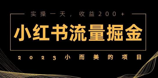 2023小而美的项目，小红书流量掘金，实操一天，收益200+【揭秘】-七哥资源网 - 全网最全创业项目资源
