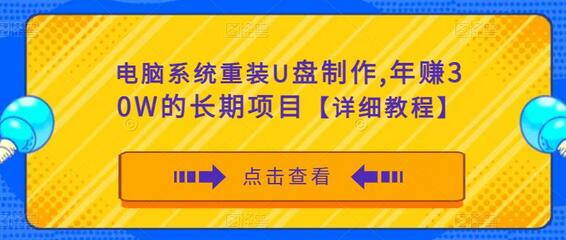 电脑系统重装U盘制作，年赚30W的长期项目【详细教程】-七哥资源网 - 全网最全创业项目资源