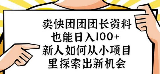 卖快团团团长资料也能日入100+新人如何从小项目里探索出新机会-七哥资源网 - 全网最全创业项目资源