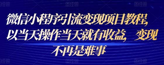 微信小程序引流变现项目教程，以当天操作当天就有收益，变现不再是难事-七哥资源网 - 全网最全创业项目资源