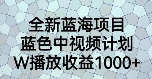 全新蓝海项目，蓝色中视频计划，1W播放量1000+-七哥资源网 - 全网最全创业项目资源