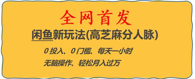 全网首发! 闲鱼新玩法(高芝麻分人脉)0投入 0门槛,每天一小时,轻松月入过万-七哥资源网 - 全网最全创业项目资源