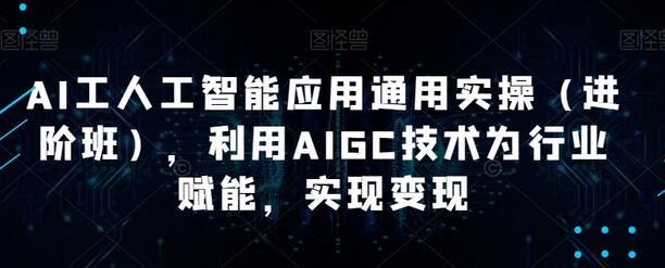 AI工人工智能应用通用实操（进阶班），利用AIGC技术为行业赋能，实现变现-七哥资源网 - 全网最全创业项目资源