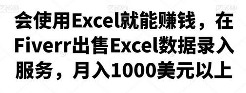 会使用Excel就能赚钱，在Fiverr出售Excel数据录入服务，月入1000美元以上-七哥资源网 - 全网最全创业项目资源