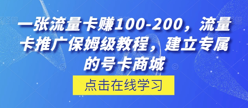 一张流量卡赚100-200，流量卡推广保姆级教程，建立专属的号卡商城-七哥资源网 - 全网最全创业项目资源