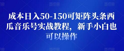 成本日入50-150可矩阵头条西瓜音乐号实战教程，新手小白也可以操作-七哥资源网 - 全网最全创业项目资源