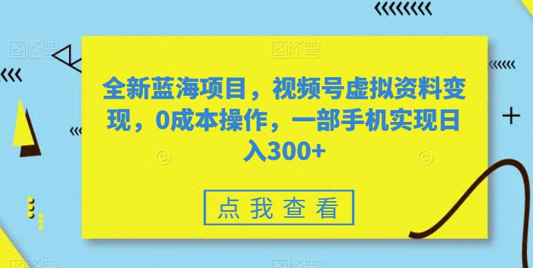 全新蓝海项目，视频号虚拟资料变现，0成本操作，一部手机实现日入300+-七哥资源网 - 全网最全创业项目资源