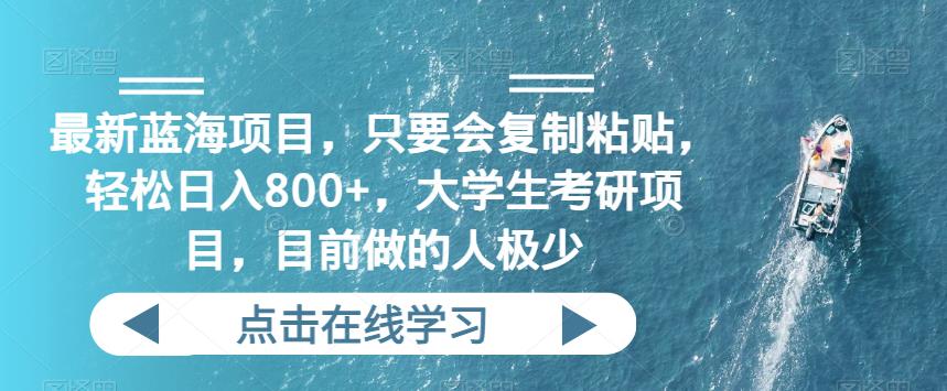 最新蓝海项目，只要会复制粘贴，轻松日入800+，大学生考研项目，目前做的人极少-七哥资源网 - 全网最全创业项目资源