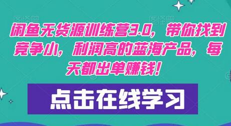 闲鱼无货源训练营3.0，带你找到竞争小，利润高的蓝海产品，每天都出单赚钱！-七哥资源网 - 全网最全创业项目资源