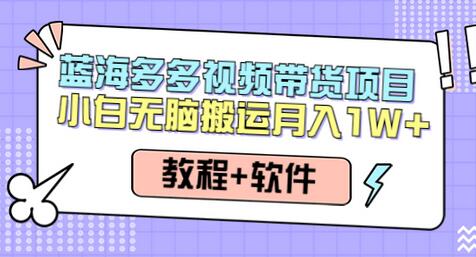 多多视频带货项目，搬运日入过万，0成本，轻松实现躺赚（教程+软件）-七哥资源网 - 全网最全创业项目资源