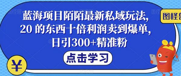 蓝海项目陌陌最新私域玩法，20 的东西十倍利润卖到爆单，日引300+精准粉-七哥资源网 - 全网最全创业项目资源