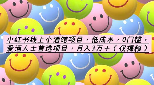 小红书线上小酒馆项目，低成本，0门槛，爱酒人士首选项目，月入3万＋-七哥资源网 - 全网最全创业项目资源