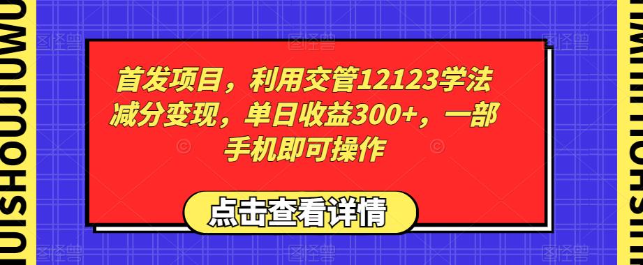 首发项目，利用交管12123学法减分变现，单日收益300+，一部手机即可操作-七哥资源网 - 全网最全创业项目资源