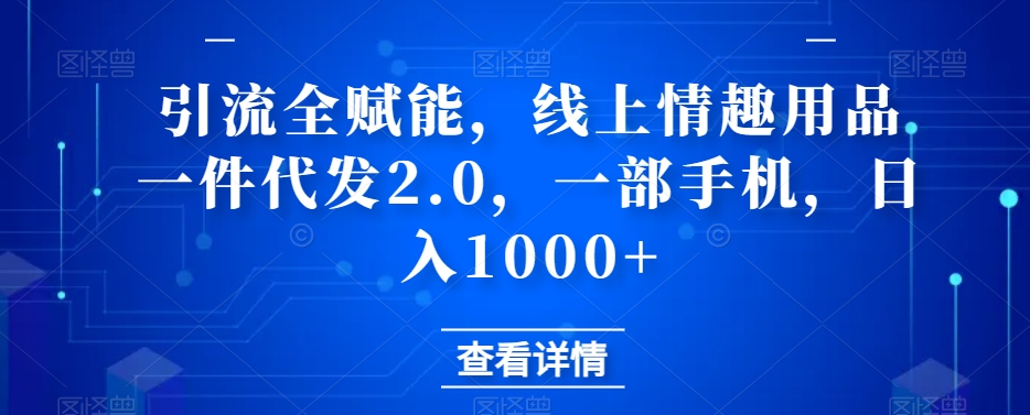 引流全赋能，线上情趣用品一件代发2.0，一部手机，日入1000+-七哥资源网 - 全网最全创业项目资源