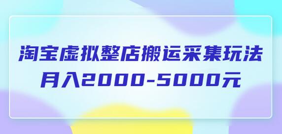 淘宝虚拟整店搬运采集玩法分享课：月入2000-5000元（5节课）-七哥资源网 - 全网最全创业项目资源