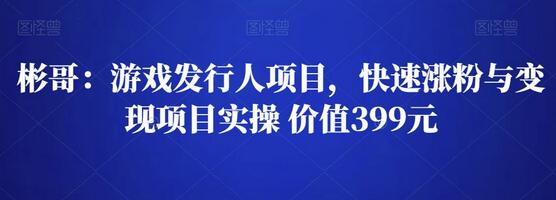 彬哥游戏发行人项目，快速涨粉与变现项目实操 价值399元-七哥资源网 - 全网最全创业项目资源