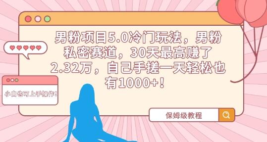 男粉项目5.0冷门玩法，男粉私密赛道，30天最高赚了2.32万，自己手搓一天轻松也有1000+-七哥资源网 - 全网最全创业项目资源