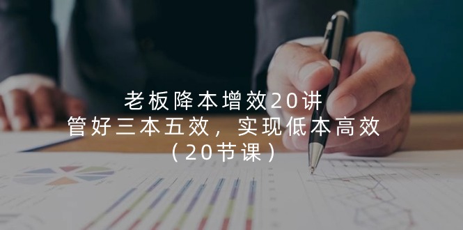 （11238期）老板 降本增效20讲，管好 三本五效，实现低本高效（20节课）-七哥资源网 - 全网最全创业项目资源