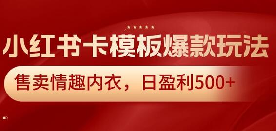 小红书卡模板爆款玩法，售卖情趣内衣，日盈利500+-七哥资源网 - 全网最全创业项目资源