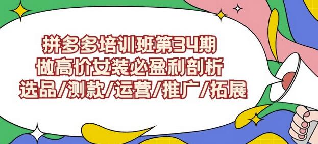 拼多多培训班第34期：做高价女装必盈利剖析选品/测款/运营/推广/拓展-七哥资源网 - 全网最全创业项目资源