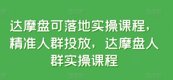 达摩盘可落地实操课程，精准人群投放，达摩盘人群实操课程-七哥资源网 - 全网最全创业项目资源