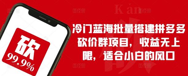 冷门蓝海批量搭建拼多多砍价群项目，收益无上限，适合小白的风口-七哥资源网 - 全网最全创业项目资源