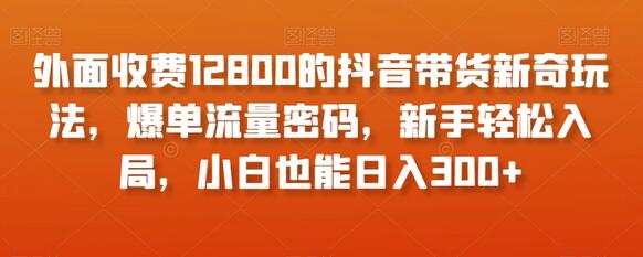 外面收费12800的抖音带货新奇玩法，爆单流量密码，新手轻松入局，小白也能日入300+-七哥资源网 - 全网最全创业项目资源