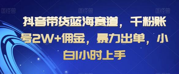 抖音带货蓝海赛道，千粉账号2W+佣金，暴力出单，小白1小时上手-七哥资源网 - 全网最全创业项目资源
