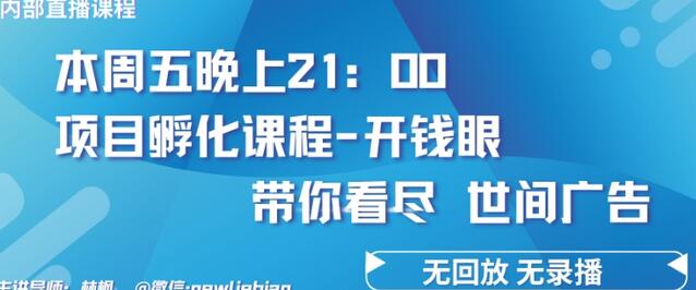 4.26日内部回放课程《项目孵化-开钱眼》赚钱的底层逻辑-七哥资源网 - 全网最全创业项目资源