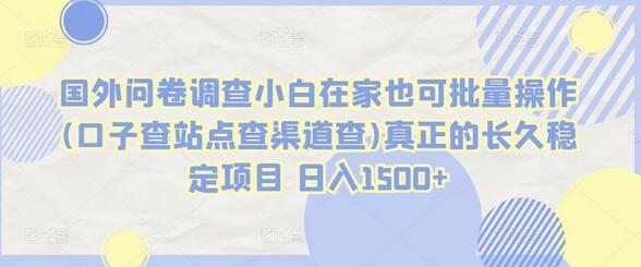 国外问卷调查小白在家也可批量操作(口子查站点查渠道查)真正的长久稳定项目 日入1500+-七哥资源网 - 全网最全创业项目资源